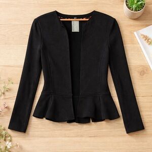 Dolan Left Coast Collection Black Peplum Open Front Jersey Jacket Size S